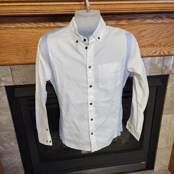 Marc by Marc Jacobs Shrunken Fit Button Down Shirt White With Blue NWT - Picture 1 of 9
